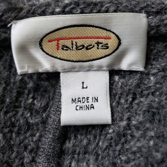 Talbots Vintage Jacket Large Gray Boucle Wool Alpaca Lagenlook Mature Fringe - Picture 8 of 9